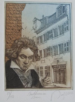 Beethoven in Bonn - Farbradierung von Dieter Portugall ... in der Galerie Conrad