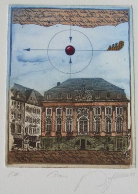 Bonn - Altes Rathaus  - Farbradierung von Dieter Portugall ... in der Galerie Conrad