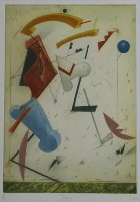 Jongleur - Farbradierung von Josef Werner ... in der Galerie Conrad 