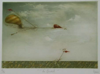 Der Windbote - Farbradierung von Josef Werner ... in der Galerie Conrad 