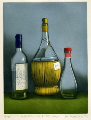 Stillleben Mit Flasche - Farbradierung von Michael Renninger ... in der Galerie Conrad