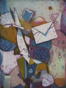 Briefgeheimnis - Farbradierung von Gerhard Hofmann ... in der Galerie Conrad